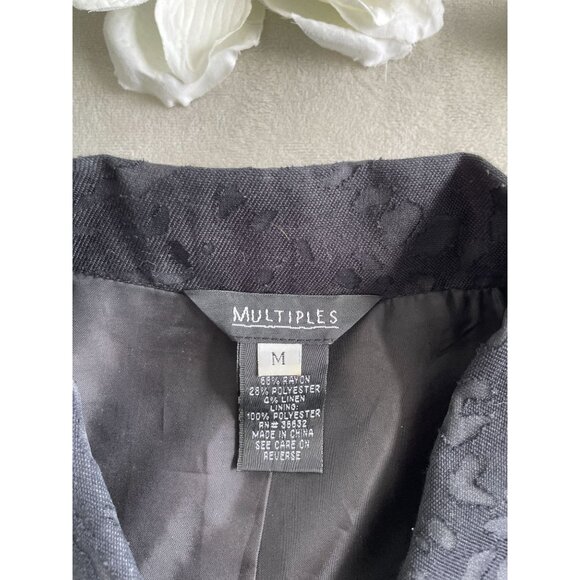 Multiples Black Long-Sleeve Button-Up Top Jacket Abstract Pattern M Whimsigoth - Picture 10 of 10